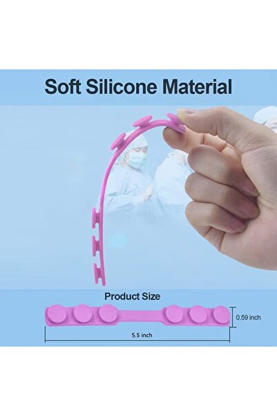 Generic Set of 6 adjustable, non-slip pink ear hooks for mask straps