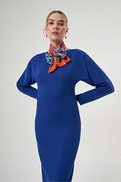 Mimya Uzun Kollu Fularlı Elbise 2039