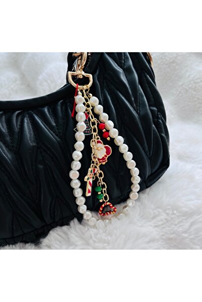RM Bijuteri Christmas Themed Heart Pearl Bag Charm + Keychain
