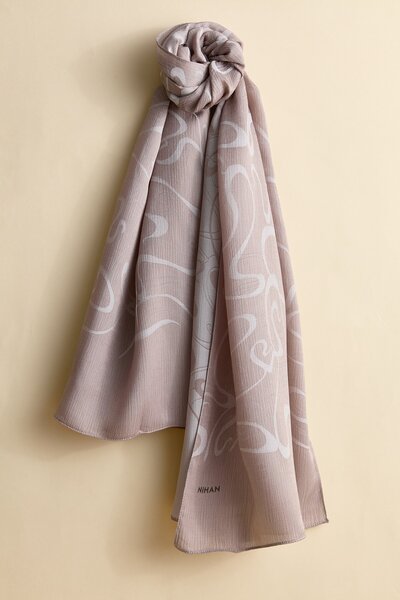 Nihan Jakar Desenli Şal Vizon - 79385