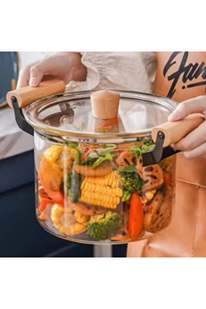 dealshopromania Oală din sticlă borosilicată 4,5 litri cu capac și mânere din...