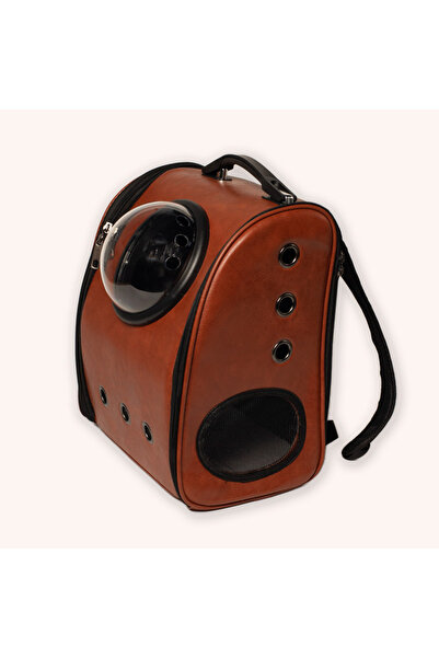 PisiMall Sarsaila eco-leather backpack for pets, brown, 40x31x22.5 cm