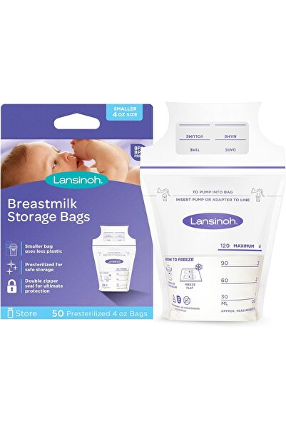 Lansinoh أكياس تخزين حليب الأم، 50 قطعة، 4 أونصة