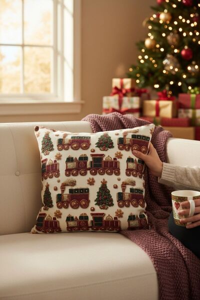 ANJEAHOME Sydney Christmas Patterned Throw Pillow Cover | 45X45 cm | Digital Printed | Stylish Design – Washable Fabric