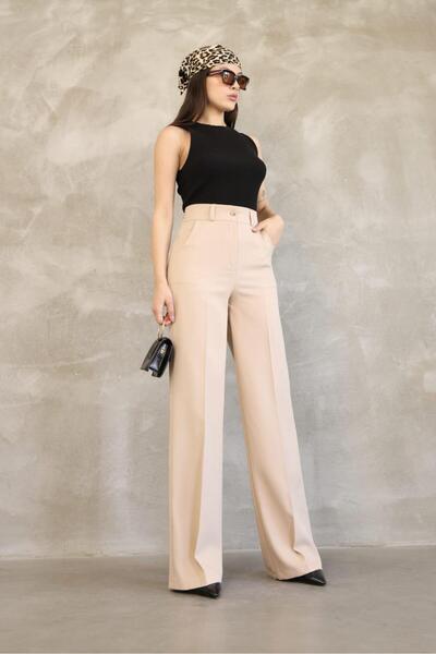 HA-KA GİYİM Women's Imported Doubleface Fabric Palazzo Fit High Waist No Fading Quality Product