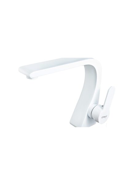 Trendy's Single-lever basin mixer, bathroom sink installation, matt white