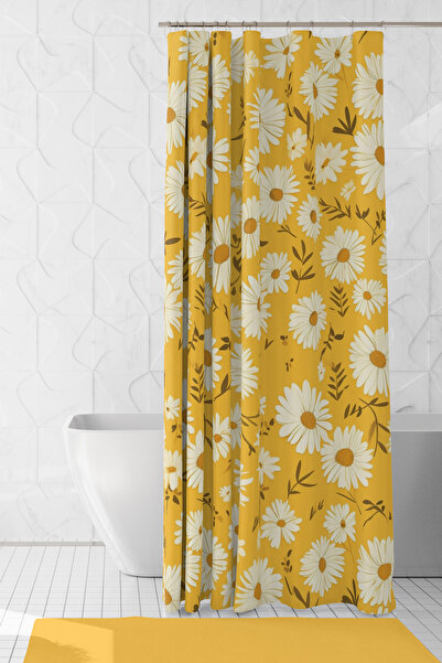 Moud's Bathroom Curtain, Daisy Sun Patterned Shower Curtain, Bathtub Curtain,...