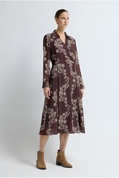 adL Desenli Kruvaze Elbise