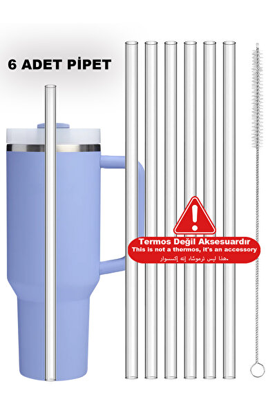 Kelira 6lı Pipet 40 Oz 1.18L ve 30 oz 0.89L Uyumlu Pipetli Termos Mug Suluk Yedek Pipet Kesilebilir