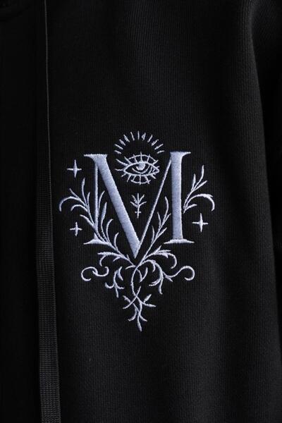 Machinist Ανδρικό φούτερ με κεντημένο φερμουάρ με κουκούλα Μαύρο