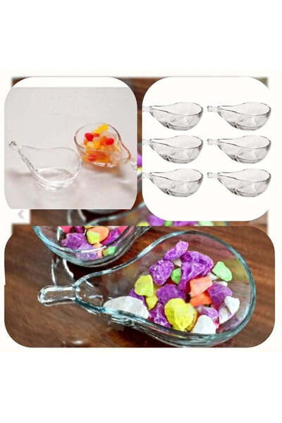 dealshopromania Set de 6 boluri din sticlă în formă de pară, 15 x 9 x 4,5 cm