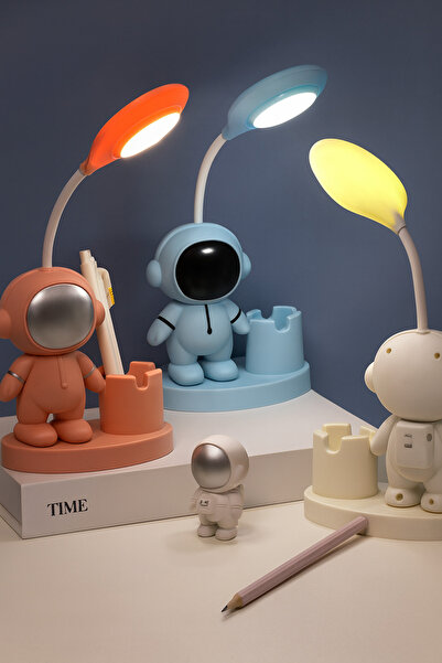 PooleMark Astronot Şarjlı Silikon Masa Lambası Kalem Tutuculu Gece Lambası