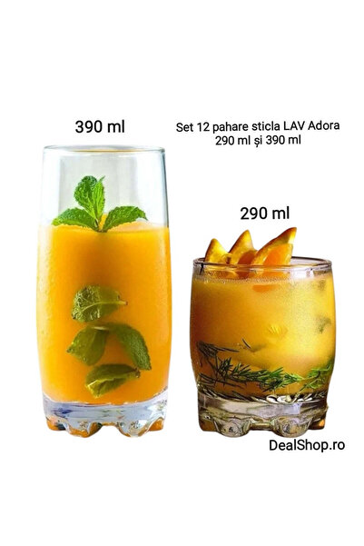 LAV Σετ 12 γυάλινων ποτηριών Adora 6390 ml & 6290 ml, κομψό για νερό, χυμό, κ...