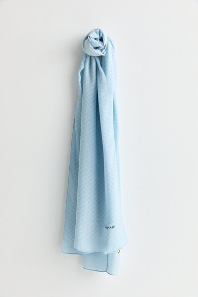 Nihan Desenli Viskon İpek Şal Mavi
