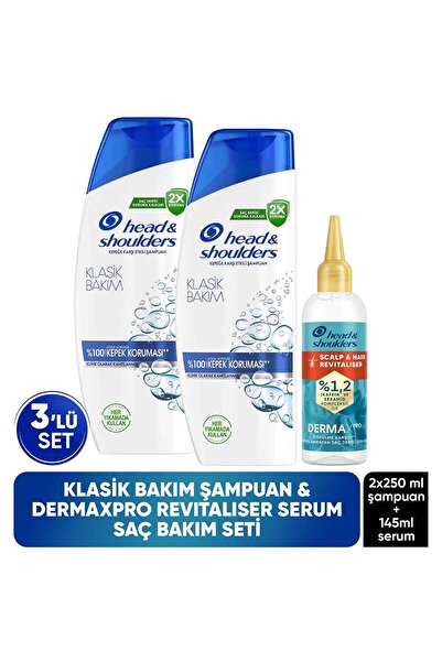 Head & Shoulders "Klasik Bakım Şampuan 250ml x2, DermaXPro Revitaliser Saç Se...