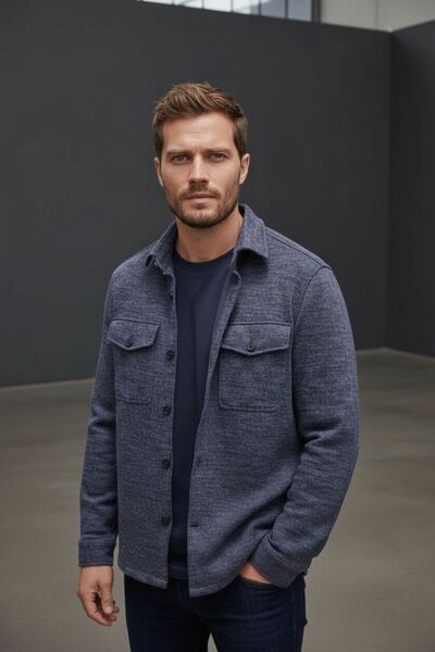 Sarar Інтерв'ю з ґудзиками, подвійними кишенями, тонким плетінням, темно-синім - синім трикотажним кардиганом