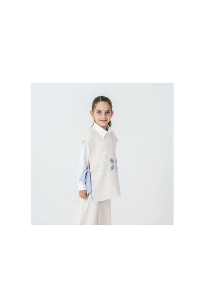 JABBER Girl's Butterfly Pearl-Detail Side-Fastened Knit Vest