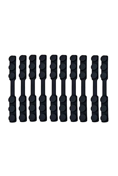 Generic 10-piece set of adjustable, anti-slip ear hooks for mask straps, black color