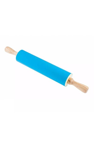 Kinghoff Silicone rolling pin with rotating shaft and wooden handles, 39.5 x 5.3 cm,