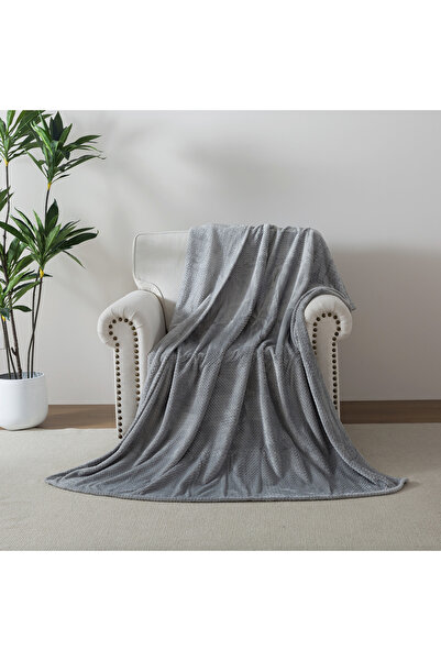 KARLEEN Decor Jacquard Blanket Plush Grey