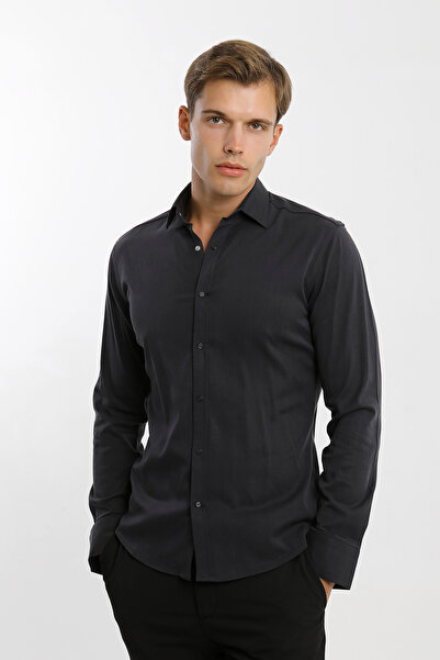 Smc by Semco Long Sleeve Snap Fastener Lycra Men's Black Shirt