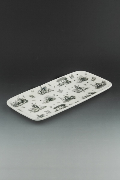 Bursa Porselen Dekor Siyah royal porselen sunum tabağı/tepsisi