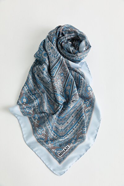 Nihan Desenli Soft Eşarp Açık Mavi