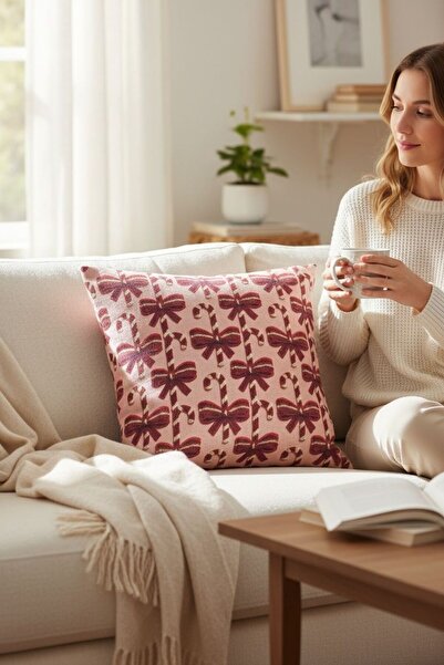 ANJEAHOME Sydney Christmas Patterned Throw Pillow Cover | 45X45 cm | Digital Printed | Stylish Design – Washable Fabric