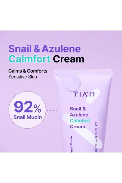 TİAM TIA'M Snail & Azulene Calmfort Cream 100 ml - Soothing Face Cream for Sensitive Skin