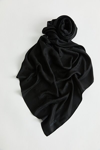 Nihan Desenli Lyocell Eşarp Siyah