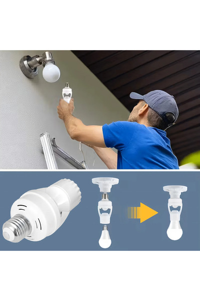 zola E27 bulb socket with motion and twilight sensor, 60W, 360°, 6 m, time and lighting adjustment