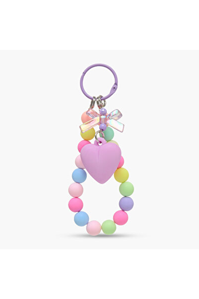 Lifestyle سلسلة مفاتيح للبنات مع خرز وقلادة على شكل قلب