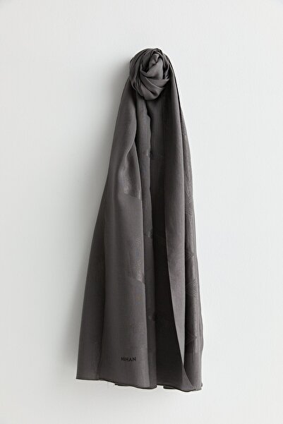 Nihan Desenli Pamuk Naia Lyocell Şal Koyu Gri