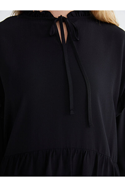 LC Waikiki Lace-up neck Oversized ruffle blouse