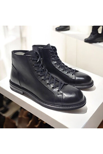 VİVA SHOES حذاء نصف رقبة للرجال مصنوع من الجلد الطبيعي 100٪ مع نعل جلدي