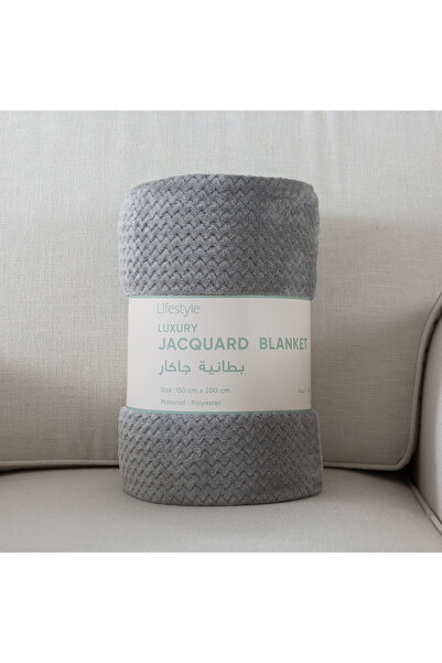 KARLEEN Decor Jacquard Blanket Plush Grey