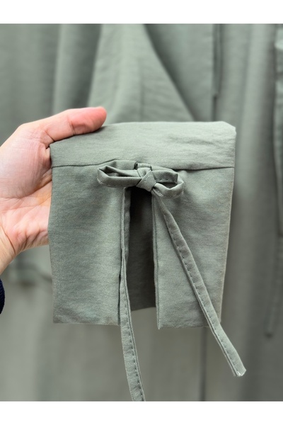 MİHRA STORE Sultan Kolları Drawstring Single Sleeve Label Accessory Skirted Suit-Ek-H-110-2 Green