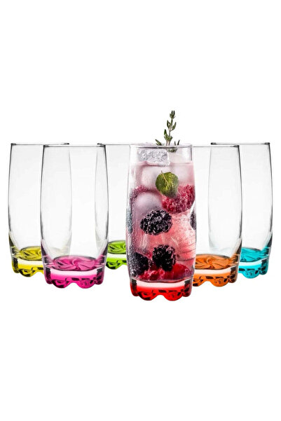 dealshopromania Set de 6 pahare Adora din sticlă coral 390 ml Eleganță și Ver...