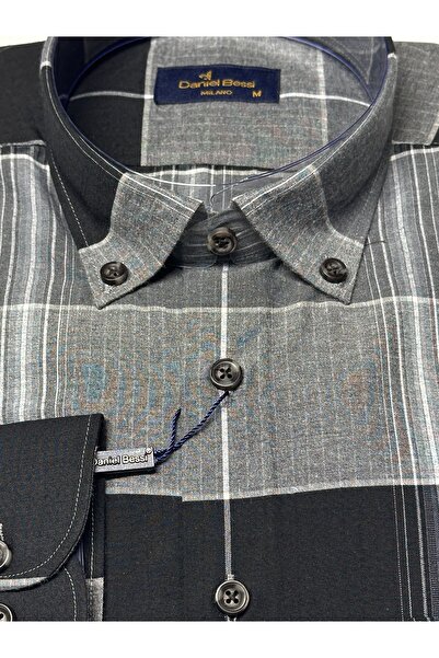 Daniel Bessi Long Sleeve Regular Fit Pocket Checkered Classic Men's Shirt Gml-460