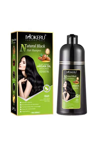 Mokeru Professional شامبو موكيرو الطبيعي للشعر الأسود، تركيبة 3 في 1 مع زيت ا...
