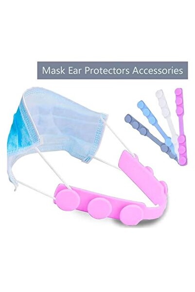 Generic 4-piece set of adjustable, anti-slip mask extender straps, pink