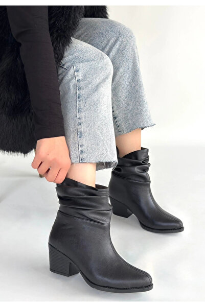 Alfanora Lukana Black Leather Heeled Bellows Boots