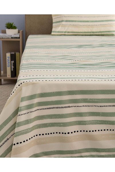 REDTAG Green 3 Piece Printed Flat Sheet (King Size)