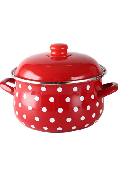 dealshopromania Oală emailată Brio 4,8 litri roșie cu puncte albe Ø24x14 cm Tradiție și culoare în bucătăria ta
