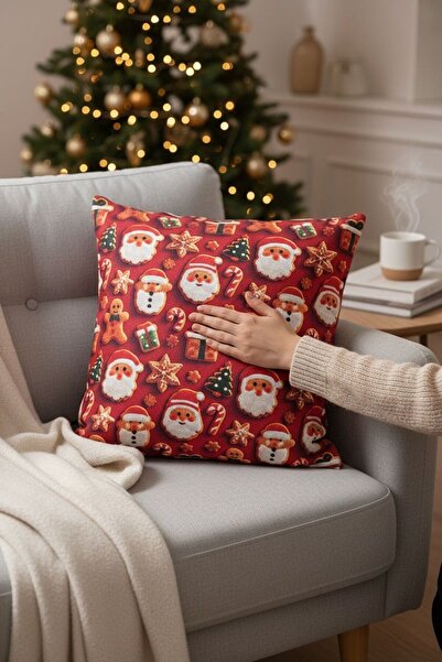 ANJEAHOME Sydney Christmas Patterned Throw Pillow Cover | 45X45 cm | Digital Printed | Stylish Design – Washable Fabric