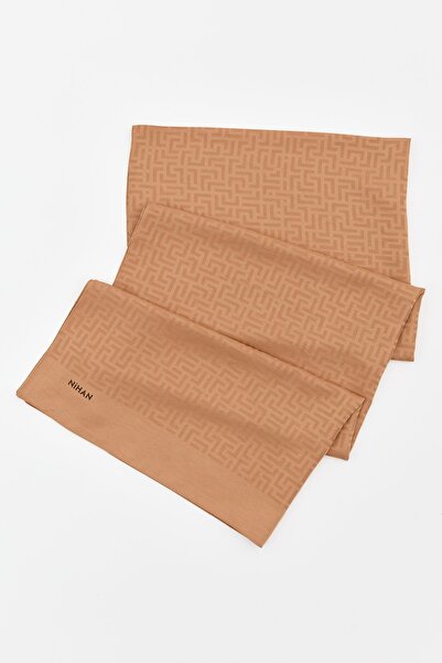 Nihan Monogram Desen Şal Camel