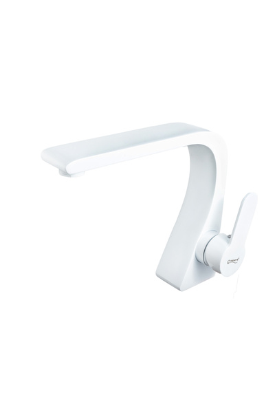 Trendy's Single-lever basin mixer, bathroom sink installation, matt white