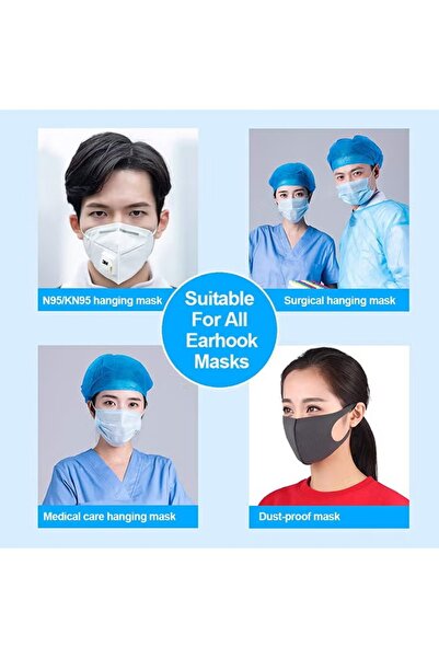 Generic 10-piece set of adjustable, anti-slip ear hooks for mask straps, black color