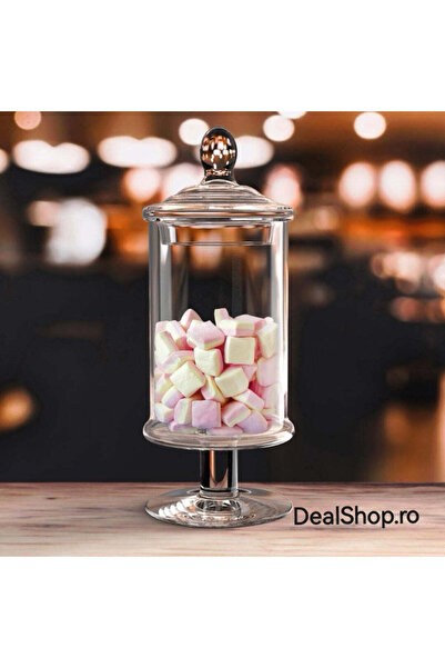 dealshopromania Cutie de bomboane cu picior de sticlă și capac transparent 33 cm IDEALA PT TIPS