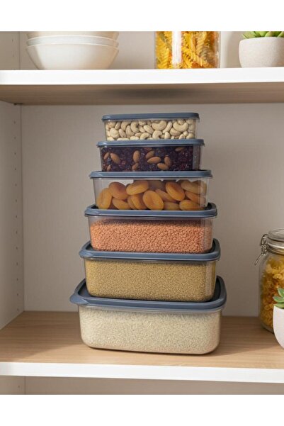 Okyanus Home Stackıt Storage Container 6 Pieces Anthracite